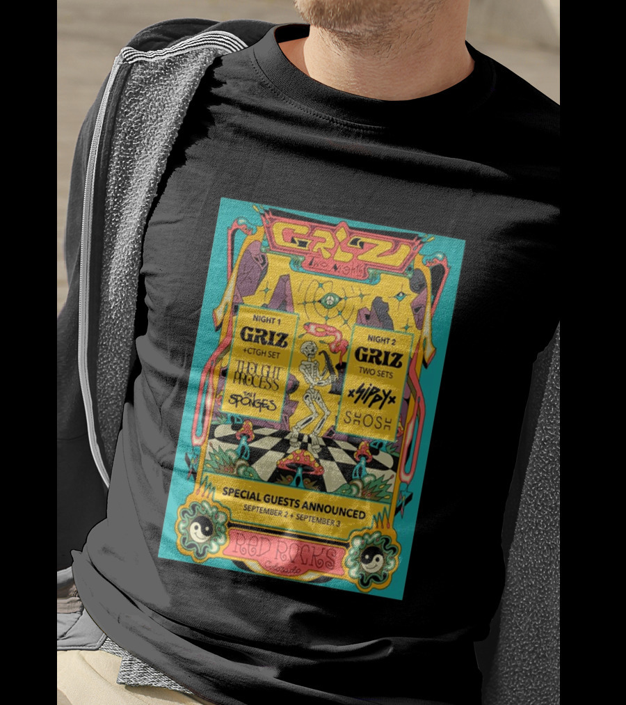 GRiZ Two Nights Red Rocks Amphitheatre Morrison CO Sep 2 3 2026 Special Guests The Sponges Muzzy Shosh T-Shirt