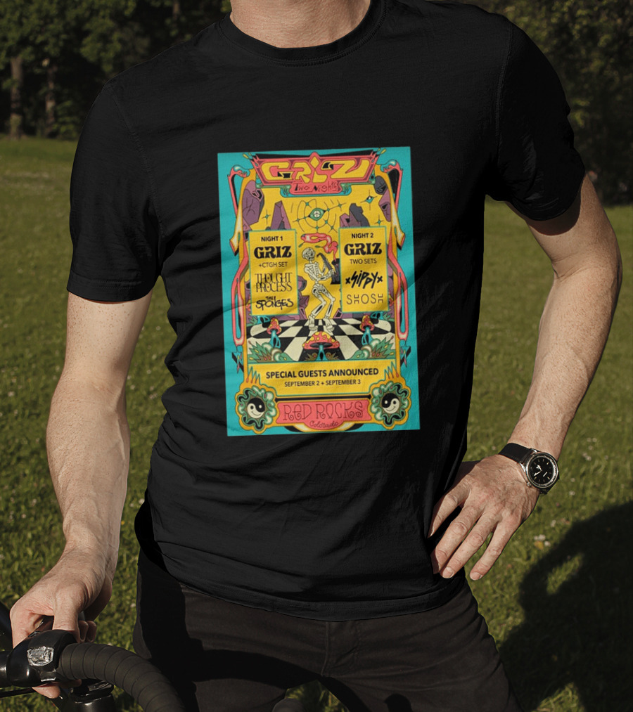 GRiZ Two Nights Red Rocks Amphitheatre Morrison CO Sep 2 3 2026 Special Guests The Sponges Muzzy Shosh T-Shirt