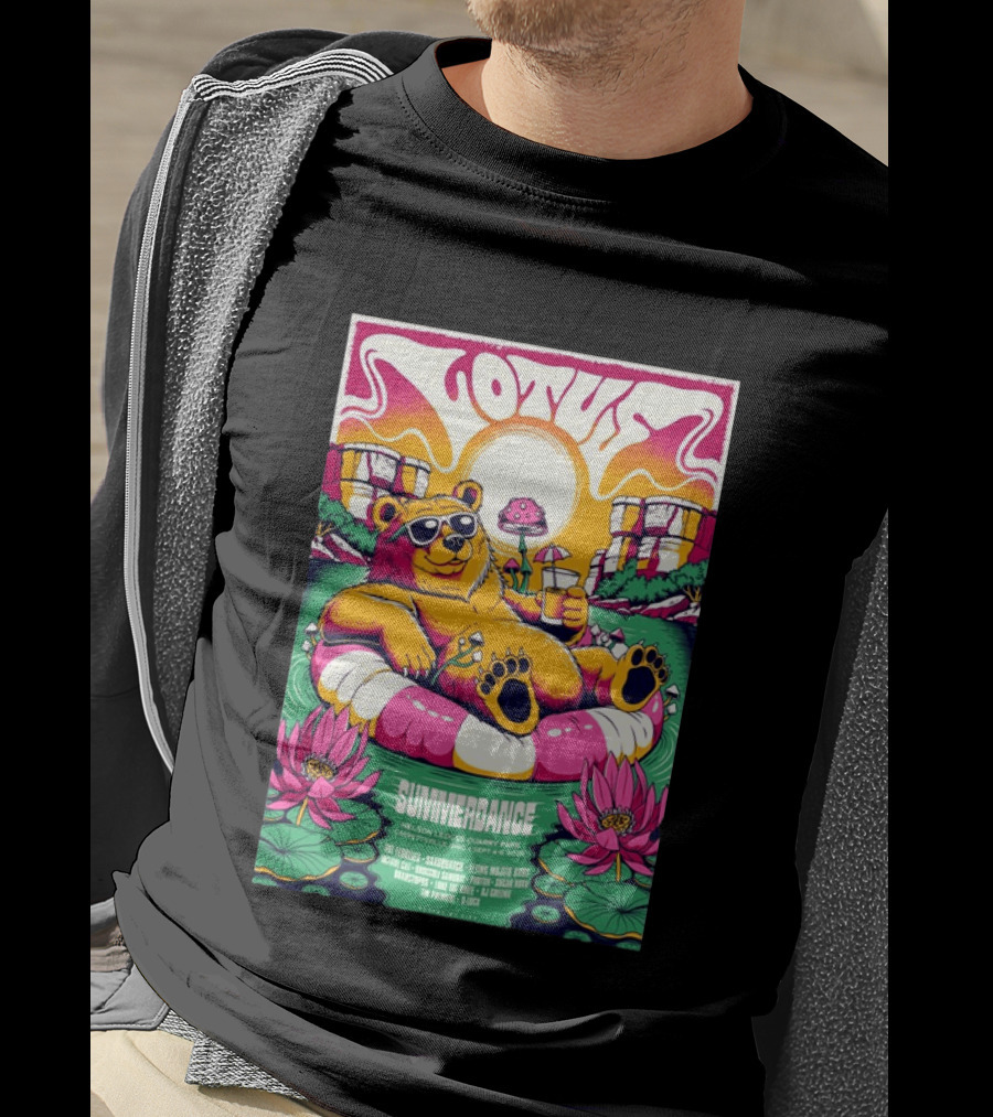 Lotus Summerdance 2026 Garrettsville OH Nelson Ledges Quarry Park Sep 4 6 With Bear Floating On Pool Relaxed Vibes T-Shirt