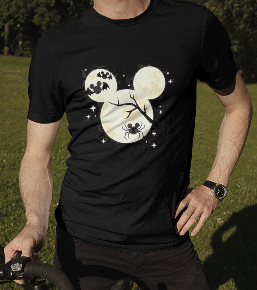 Mickey Mouse Moon Head Halloween Bat Spider Disney T-Shirt