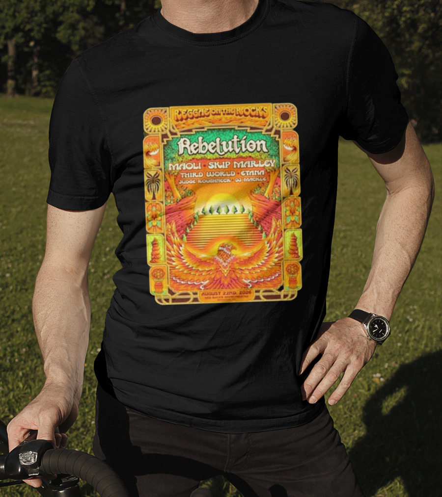 Rebelution Reggae On The Rocks 2026 Maoli Skip Marley Third World Etana August 22nd T-Shirt