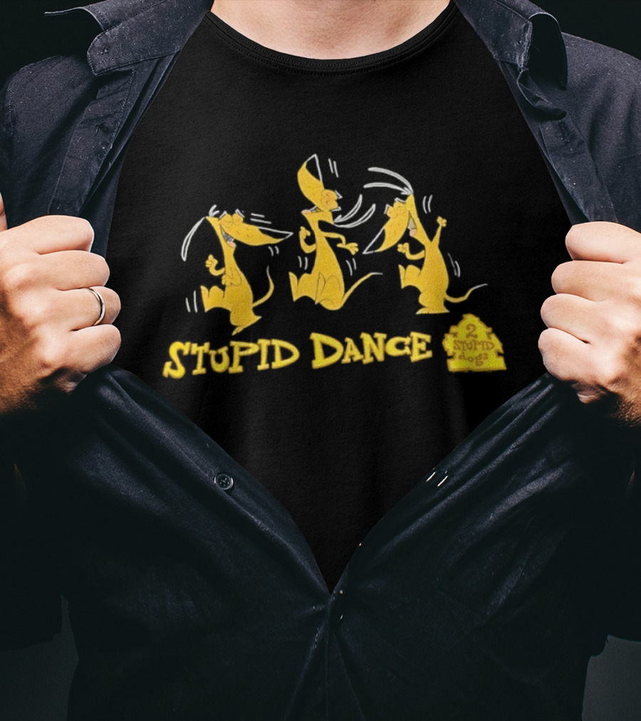 2 Stupid Dogs Stupid Dance Hanna Barbera Animation Vintage 90s Cartoon T-Shirt
