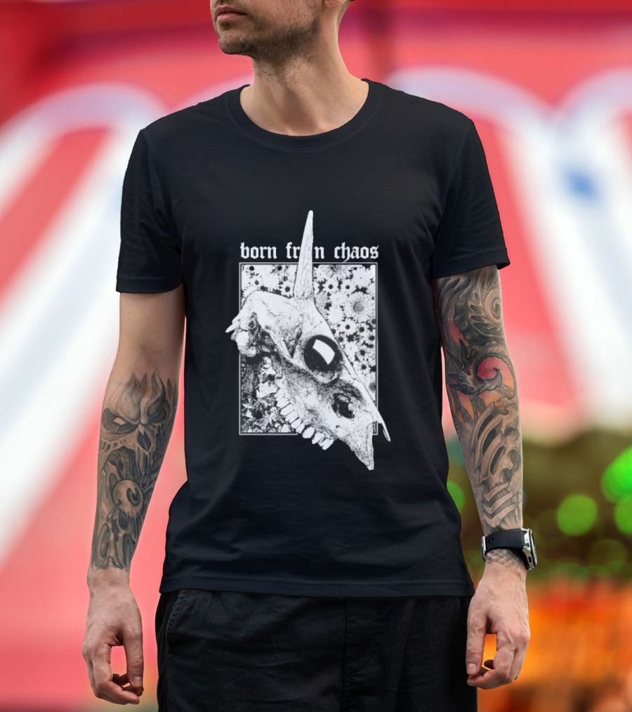Born From Chaos Animal Skull Floral Gothic Aesthetic T-Shirt