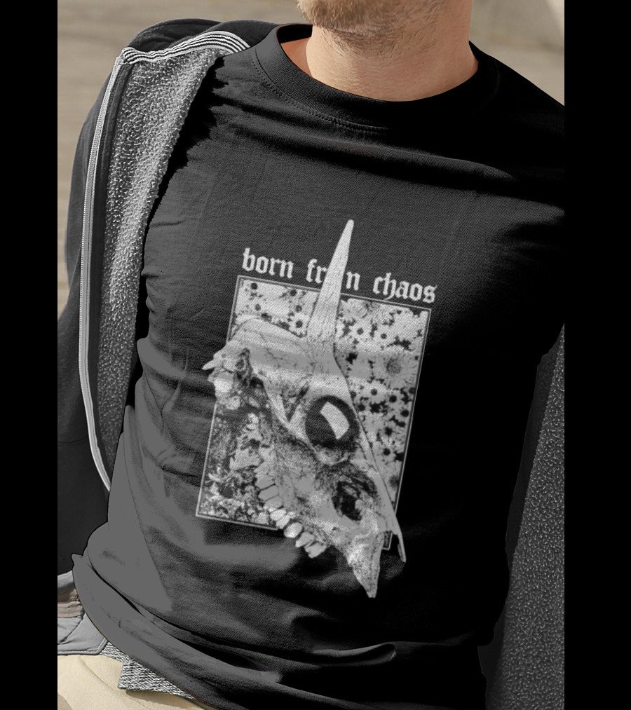 Born From Chaos Animal Skull Floral Gothic Aesthetic T-Shirt