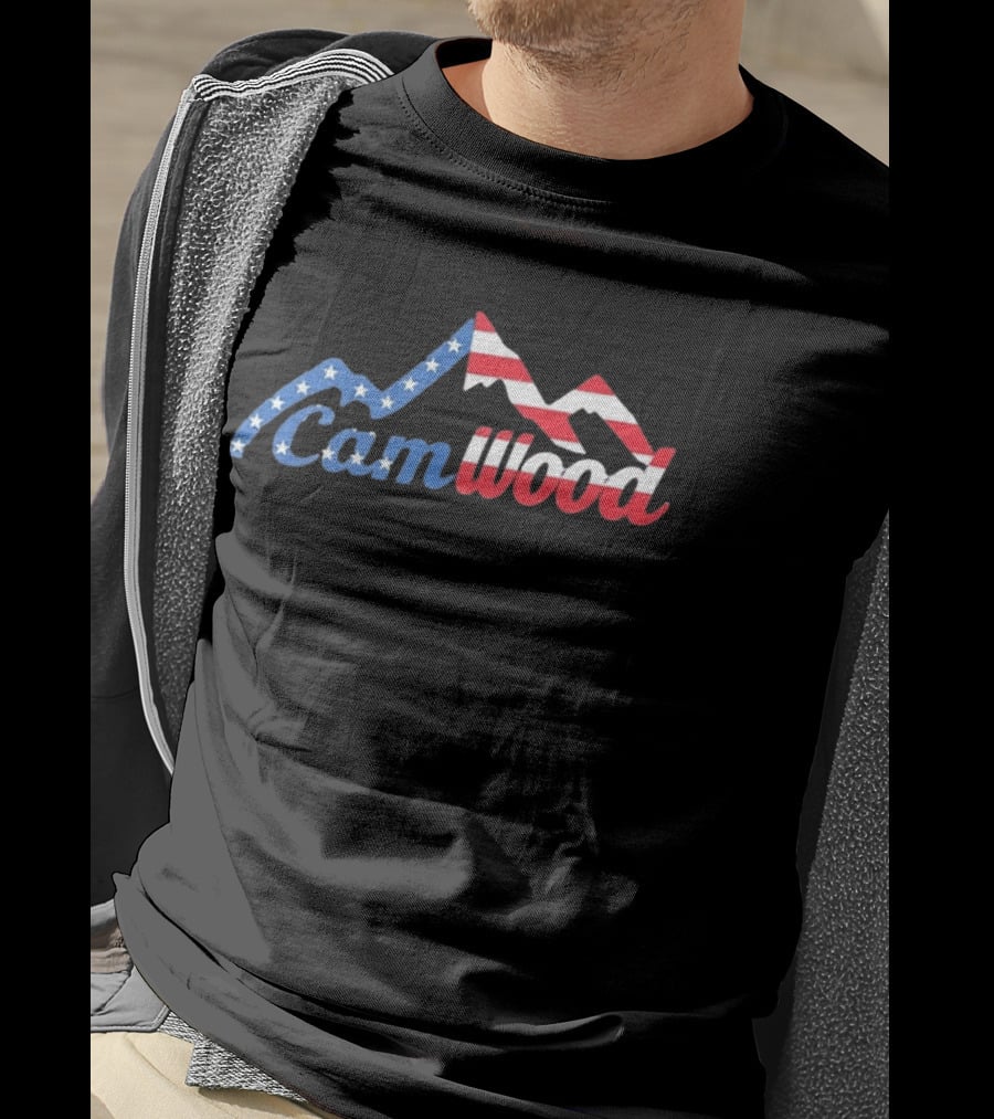 CamWood American Flag Mountain Baseball Training USA Stars And Stripes T-Shirt