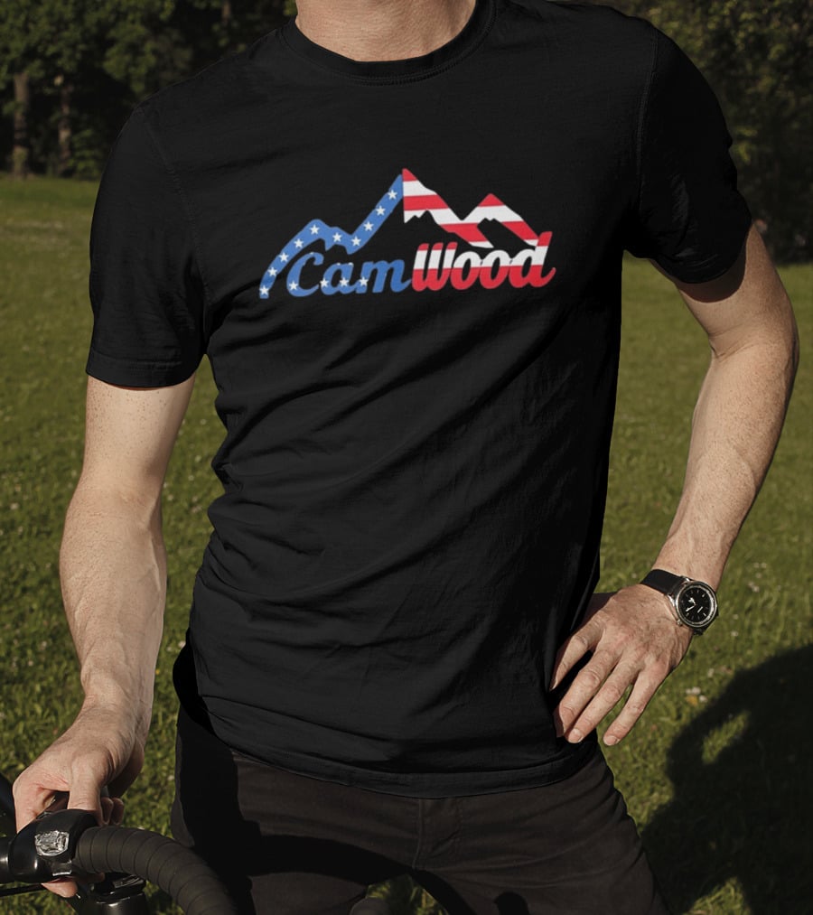 CamWood American Flag Mountain Baseball Training USA Stars And Stripes T-Shirt