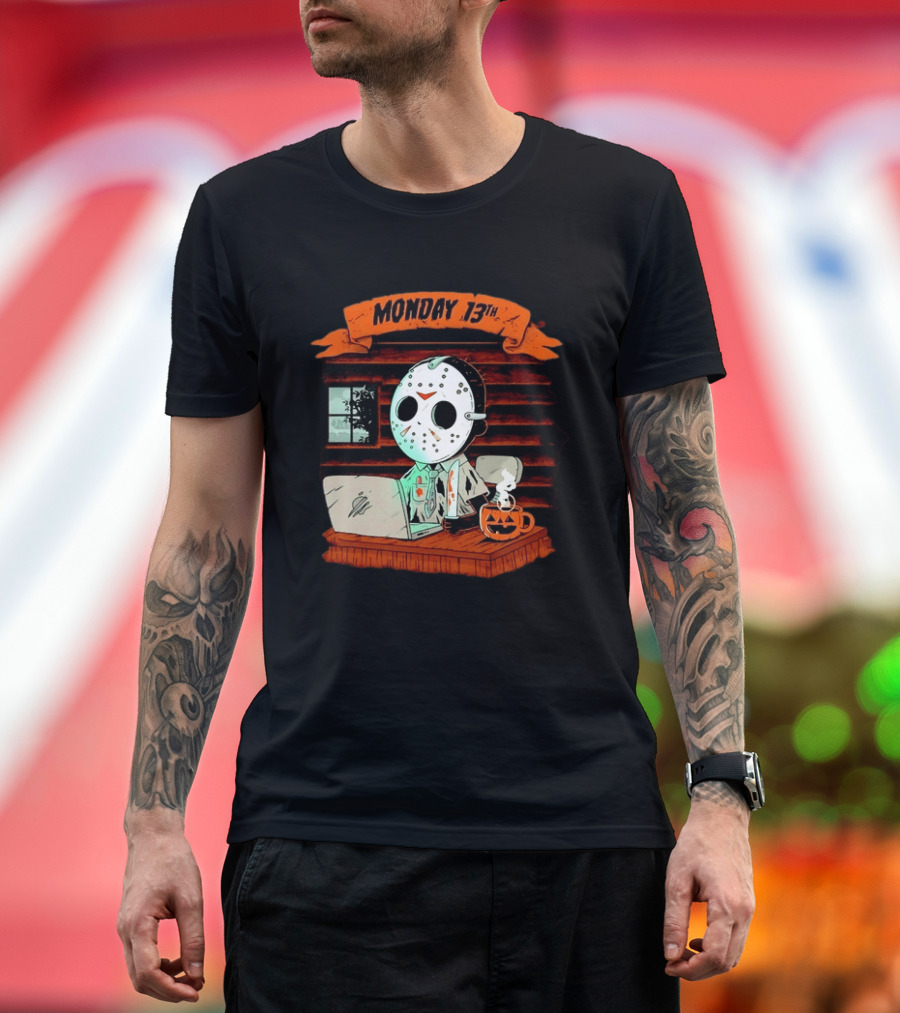 Jason Voorhees Monday 13th Office Work Halloween Horror Movie T-Shirt