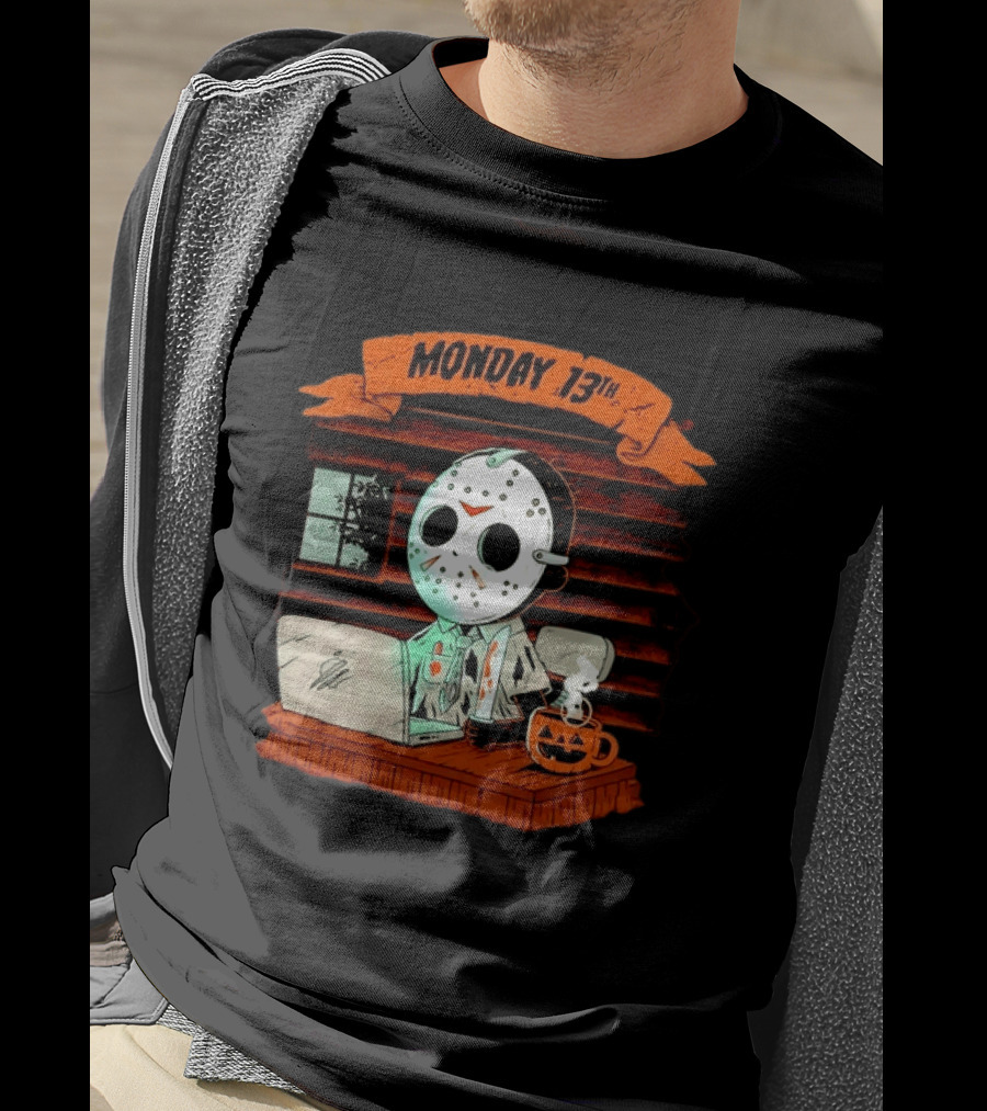 Jason Voorhees Monday 13th Office Work Halloween Horror Movie T-Shirt