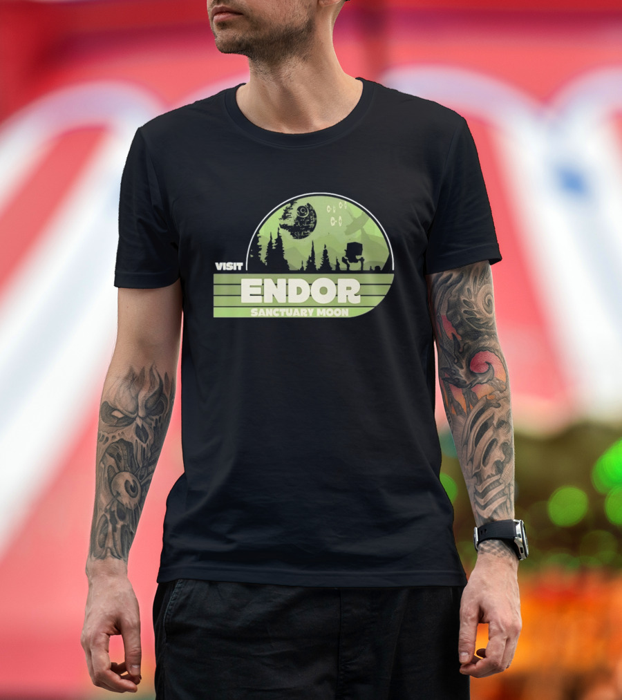 Visit Endor Sanctuary Moon Star Wars Retro Sci Fi Scene T-Shirt