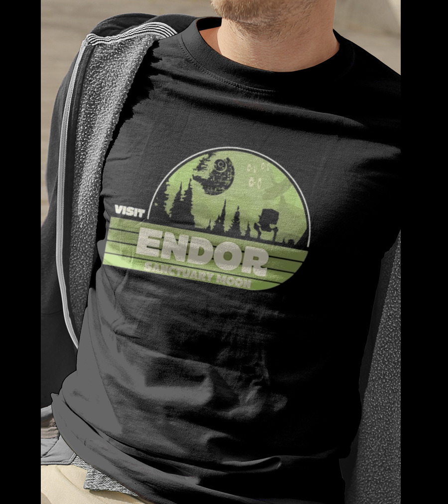 Visit Endor Sanctuary Moon Star Wars Retro Sci Fi Scene T-Shirt