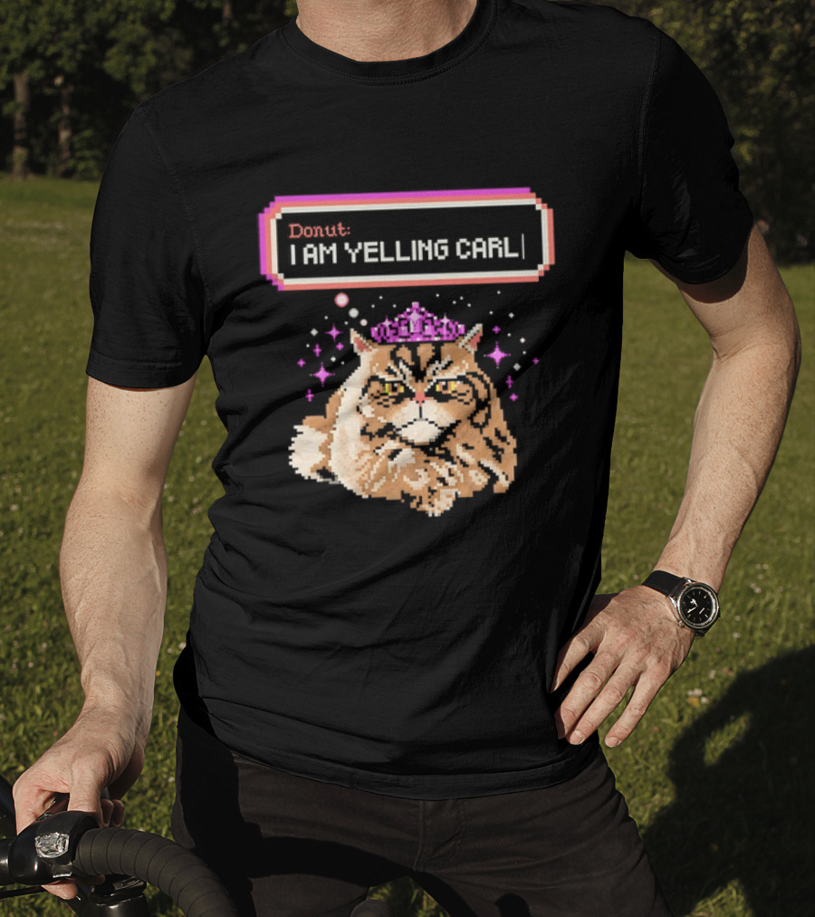 Donut The Cat I Am Yelling Carl Pixel Art Meme T-Shirt