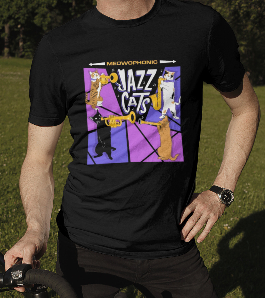 Meowophonic Jazz Cats Playing Trumpets And Saxophones T-Shirt