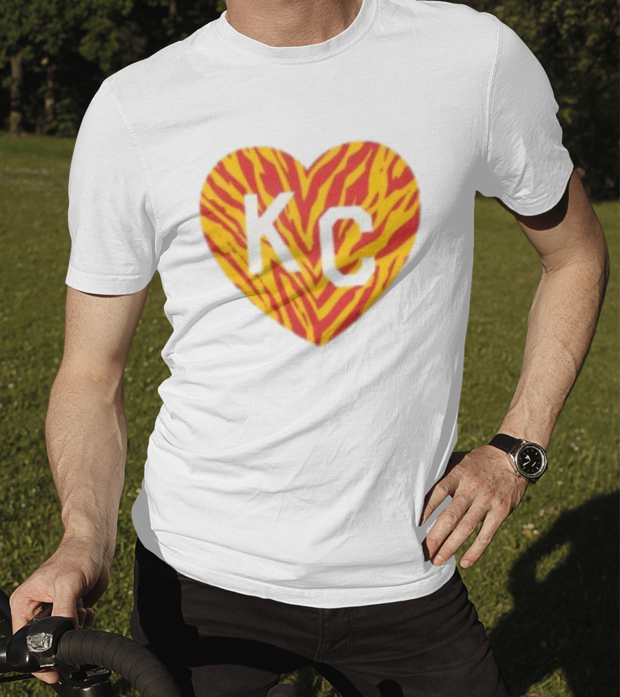 Made In KC Red Yellow Stripes Heart Charlie Hustle T-Shirt
