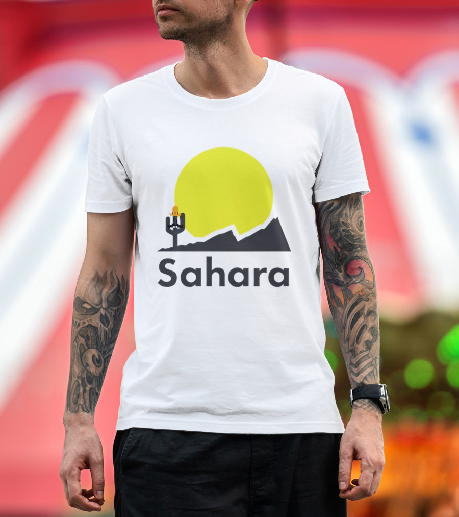 Sahara Desert Cactus Pixel Art With Sombrero Sunset Scene T-Shirt
