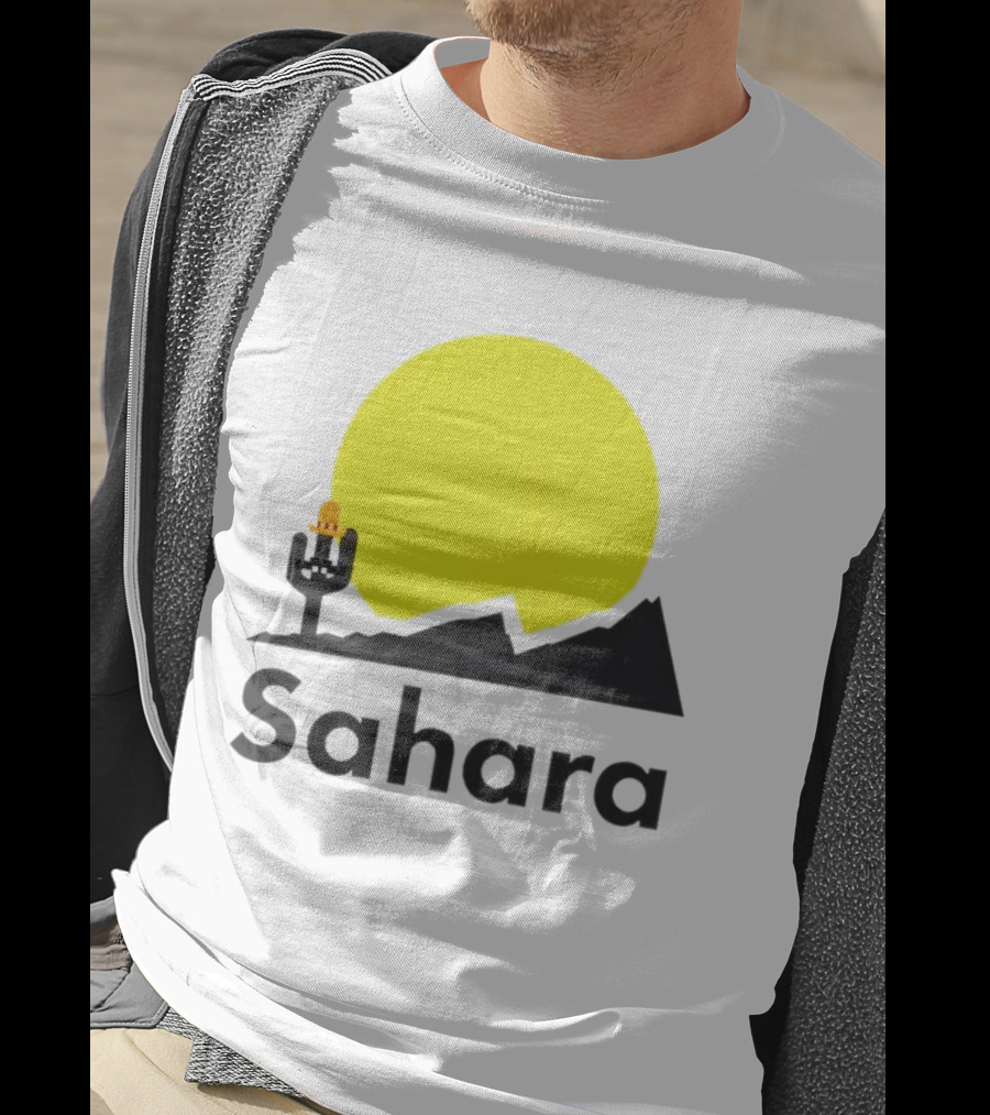 Sahara Desert Cactus Pixel Art With Sombrero Sunset Scene T-Shirt
