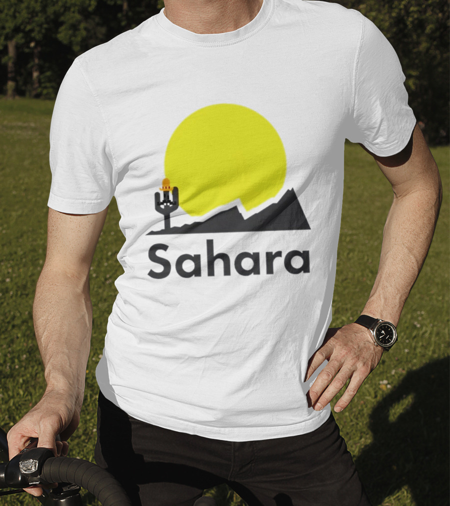 Sahara Desert Cactus Pixel Art With Sombrero Sunset Scene T-Shirt