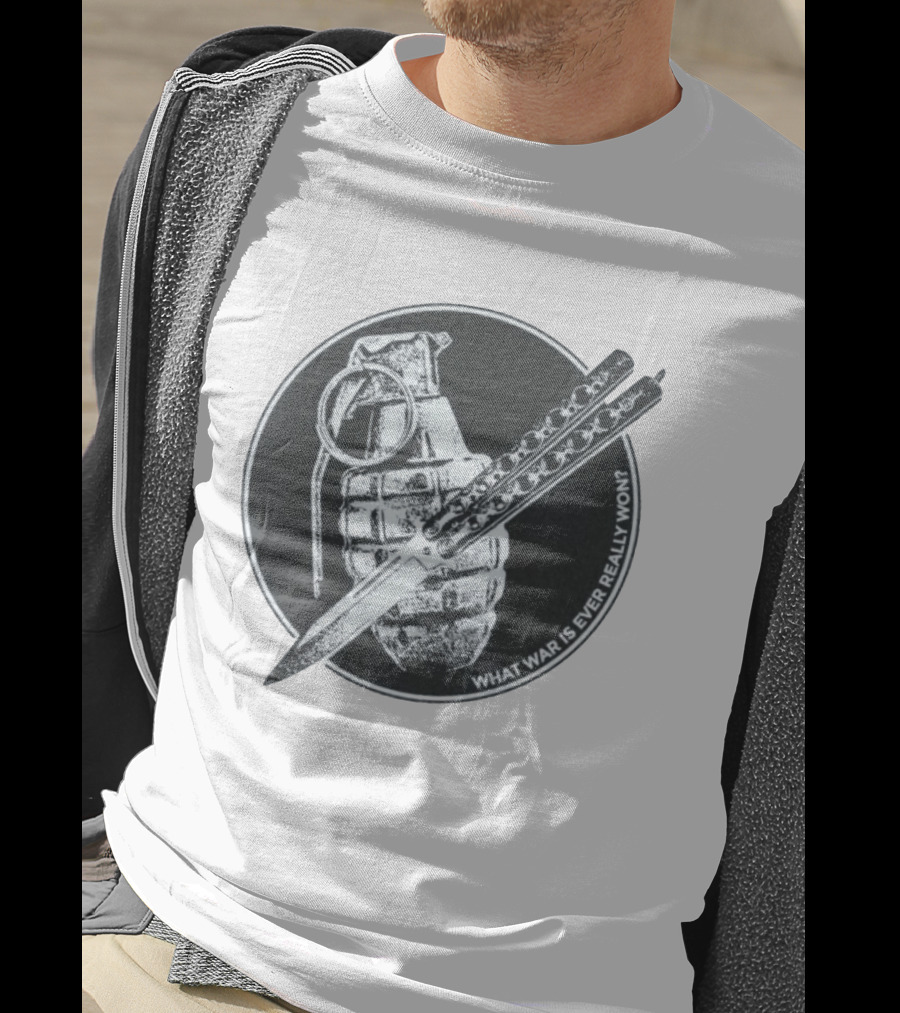 What War Is Ever Really Won Grenade Butterfly Knife T-Shirt