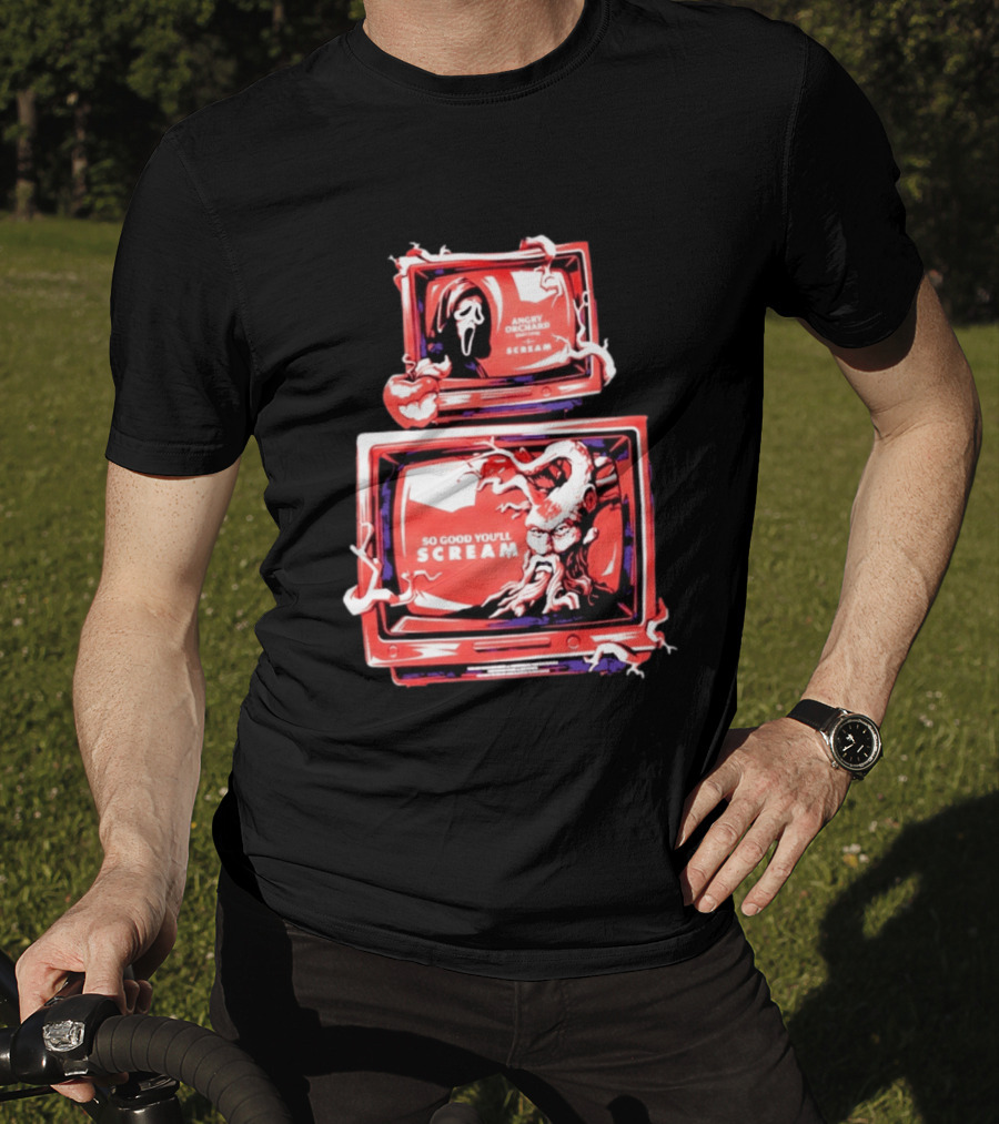 Angry Orchard Hard Cider So Good You'll Scream Retro TV Horror T-Shirt