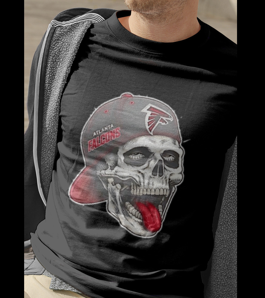 Atlanta Falcons Skull Cap Tongue Out Sports Fan T-Shirt