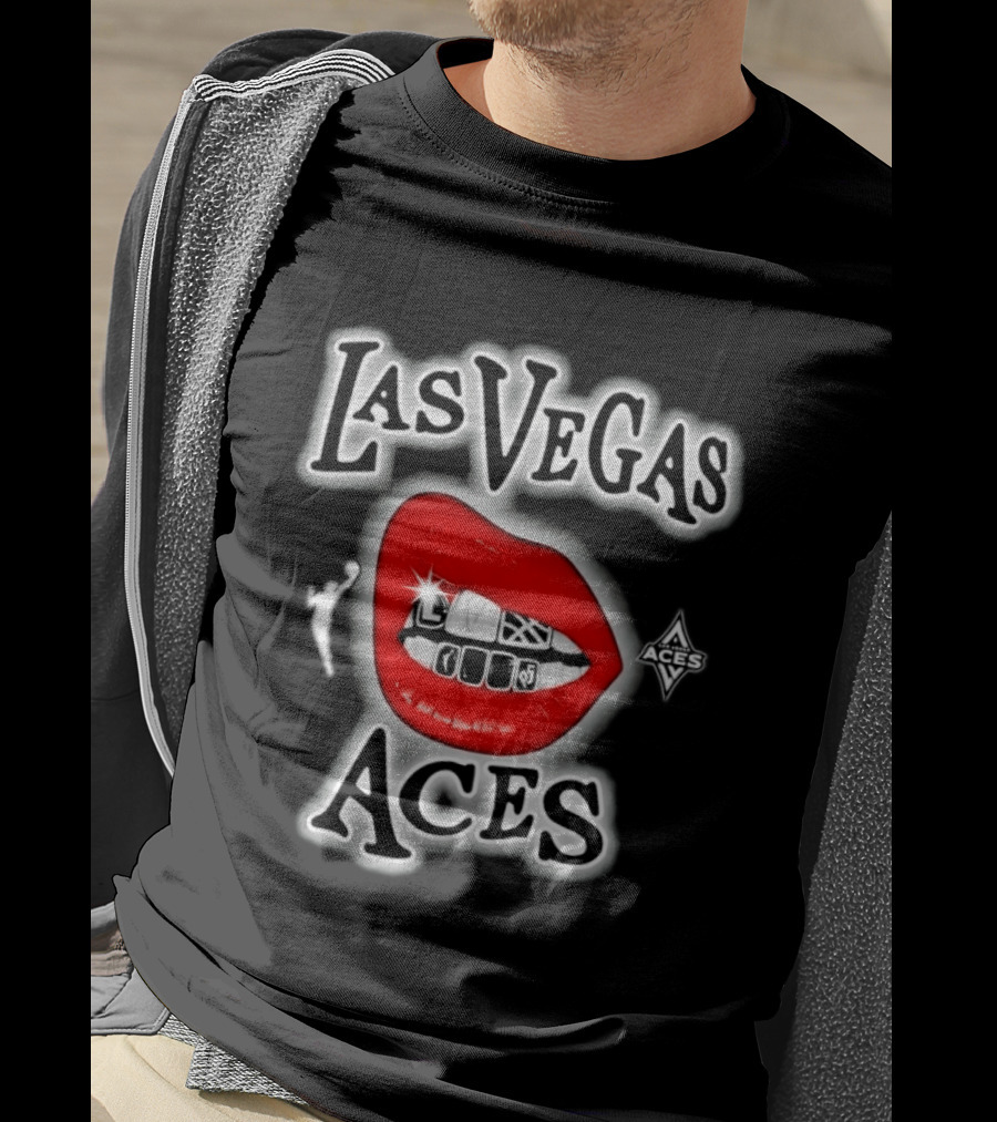 Las Vegas Aces Playa Society Lips WNBA Basketball T-Shirt