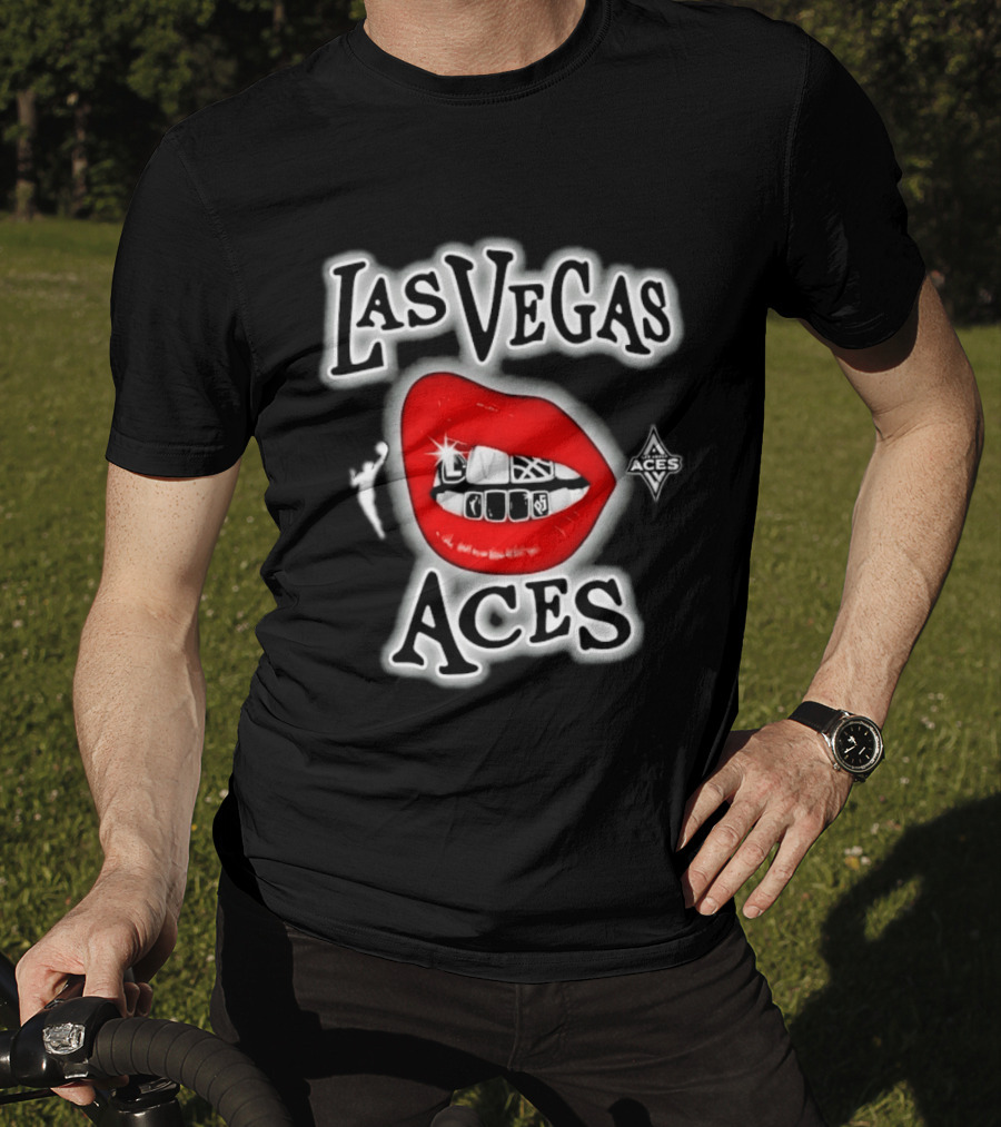 Las Vegas Aces Playa Society Lips WNBA Basketball T-Shirt