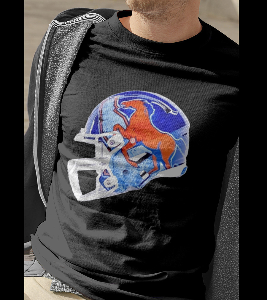 Denver Broncos Horse Helmet Blue And Orange NFL Team Gear T-Shirt