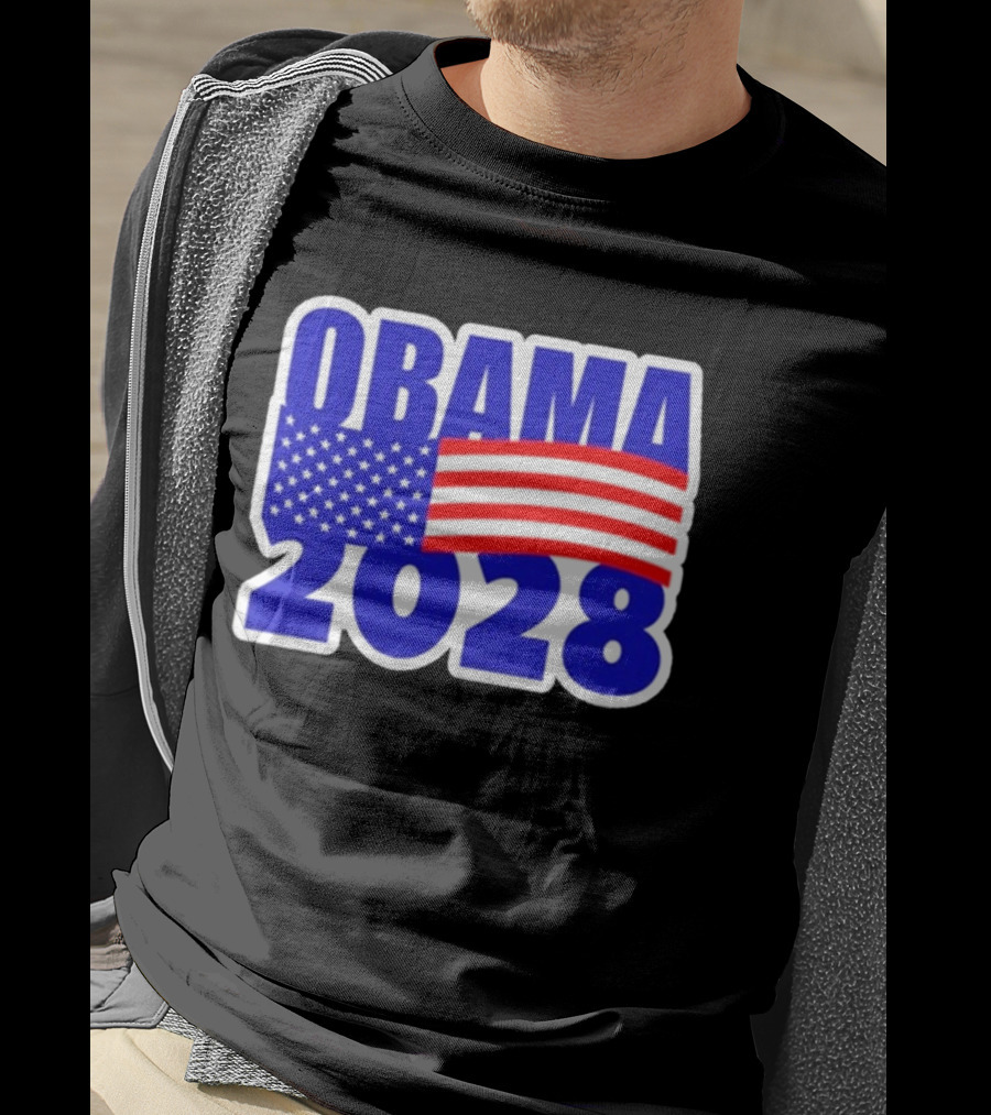 Obama 2028 American Flag Campaign T-Shirt