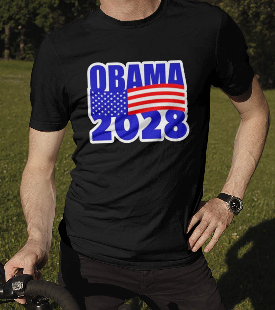 Obama 2028 American Flag Campaign T-Shirt