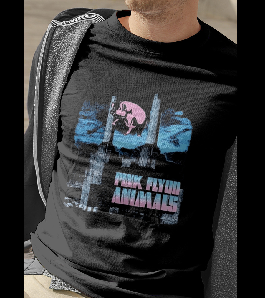 Pink Floyd Animals Album Cover Flying Pig Battersea Power Station T-Shirt