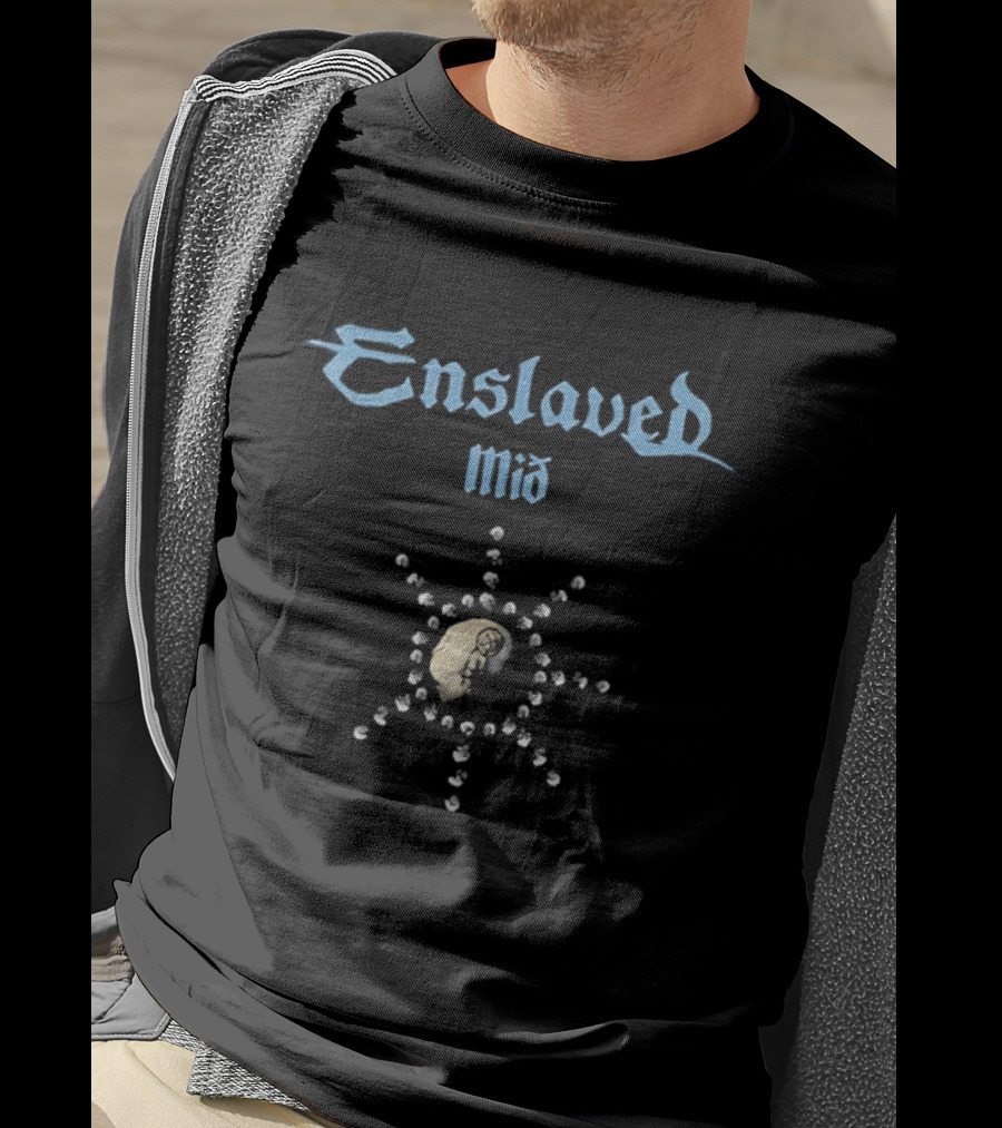 Enslaved Mið Sunburst Symbol Nordic Black Metal Band T-Shirt