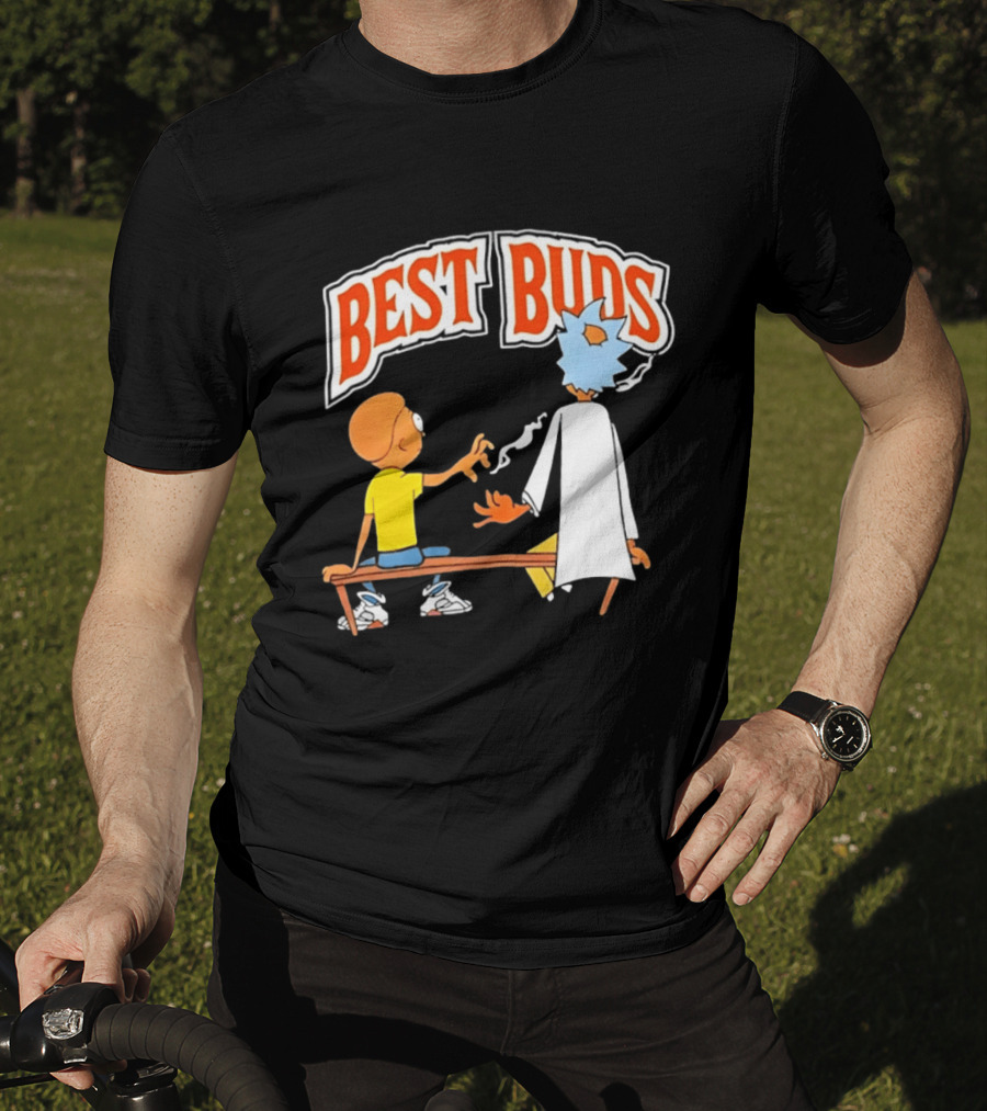 Rick And Morty Best Buds Adult Swim Cartoon Smoking Bench Scene T-Shirt