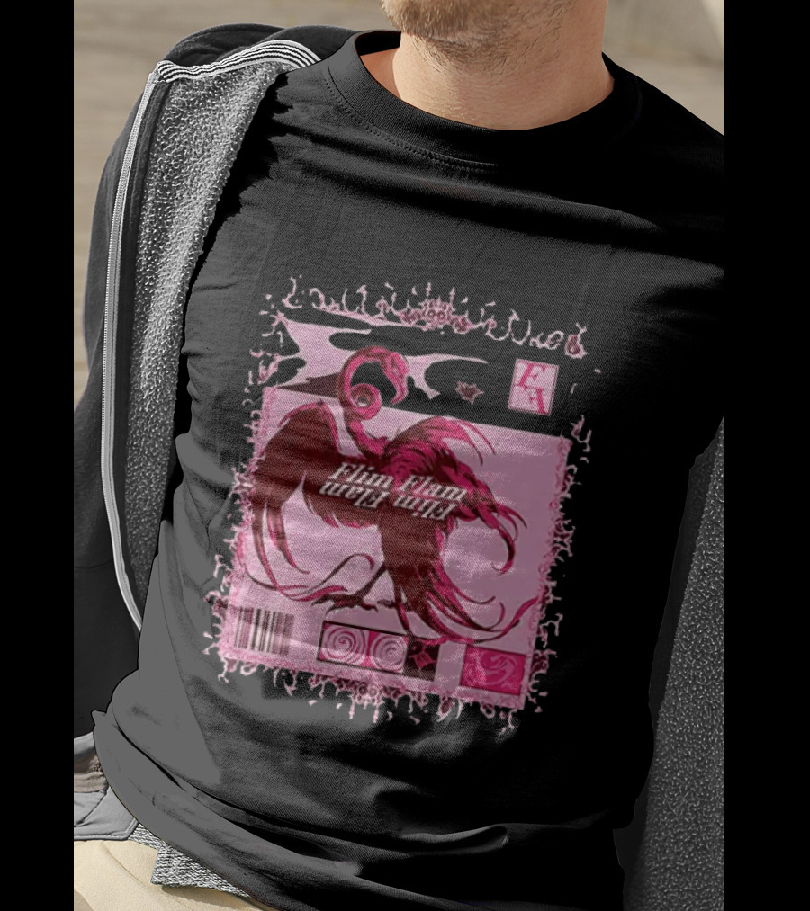 Flim Flam Flamingo Barcode Pink Swirl Border T-Shirt