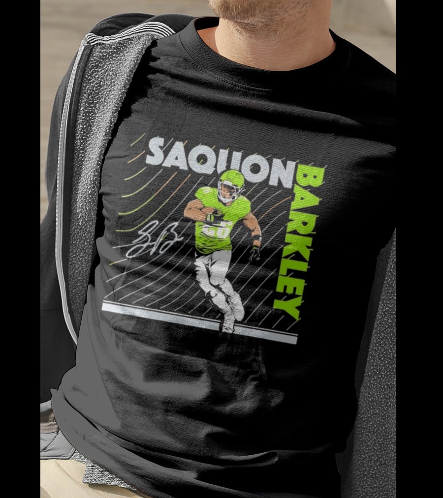 Saquon Barkley 26 Running Back Neon Green Philadelphia Eagles T-Shirt