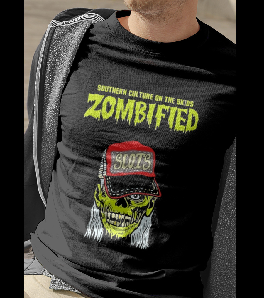 Southern Culture On The Skids Zombified Scots Skeleton With Red Cap T-Shirt