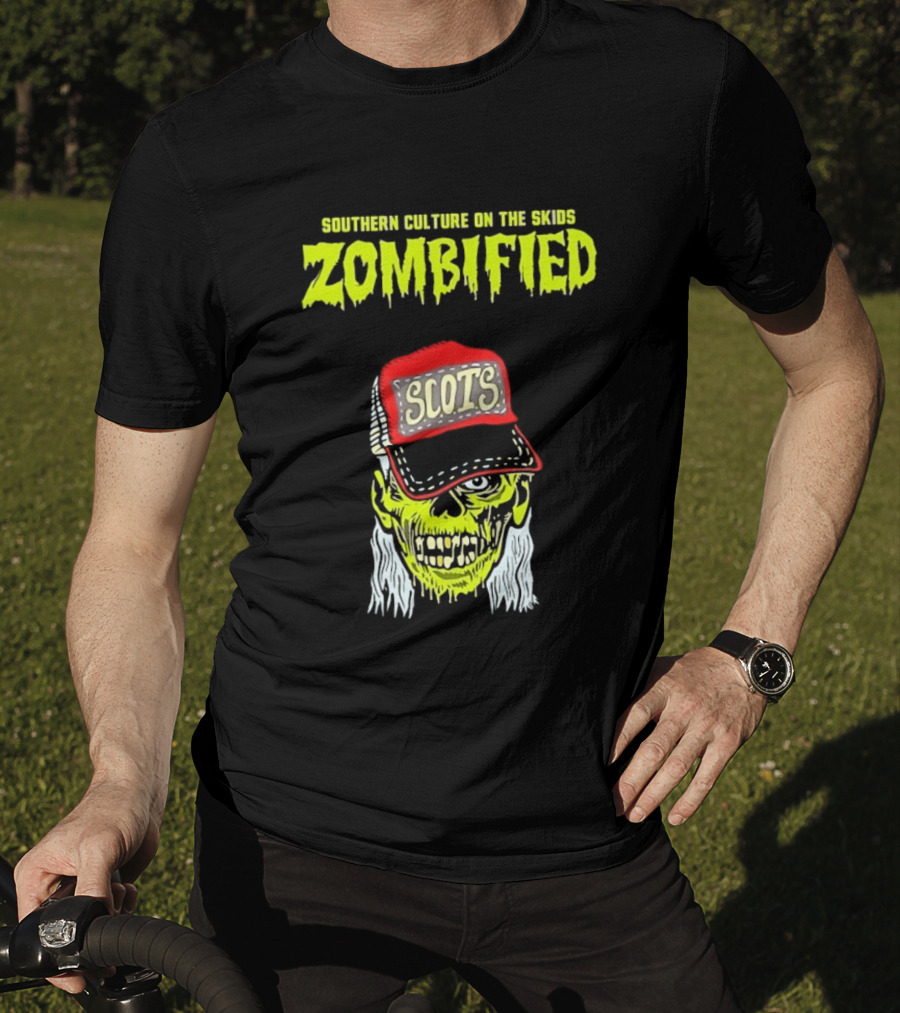 Southern Culture On The Skids Zombified Scots Skeleton With Red Cap T-Shirt