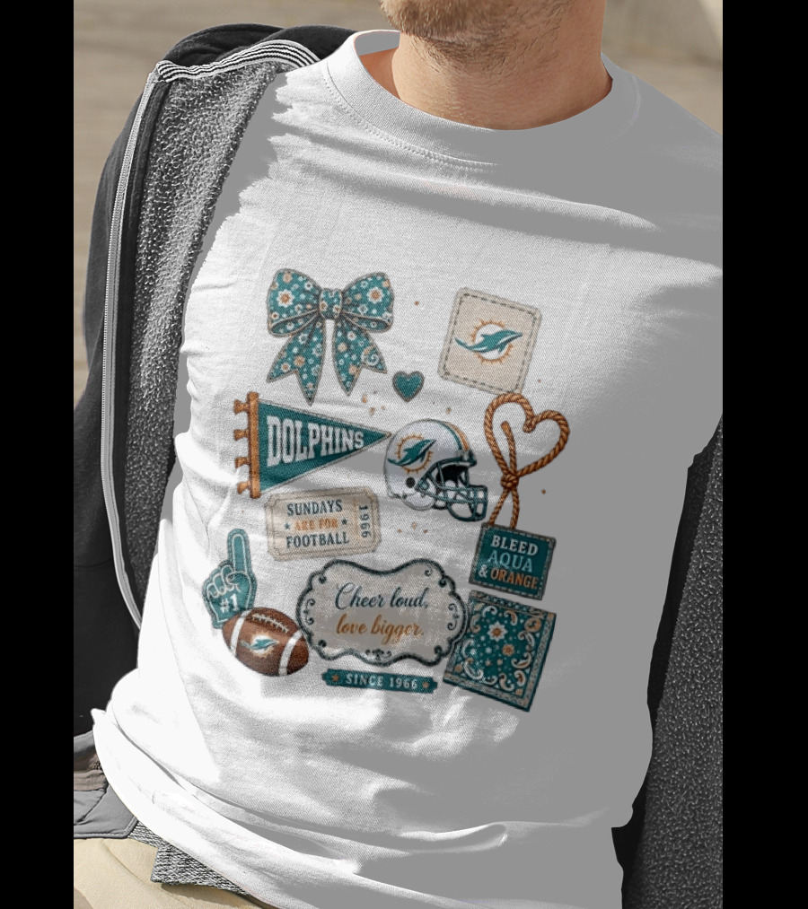 Miami Dolphins Cheer Loud Bleed Aqua Sundays Since 1966 T-Shirt