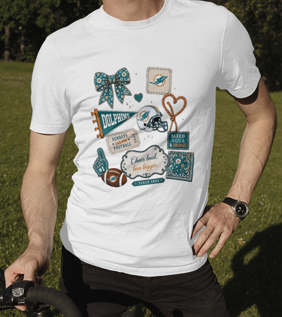 Miami Dolphins Cheer Loud Bleed Aqua Sundays Since 1966 T-Shirt