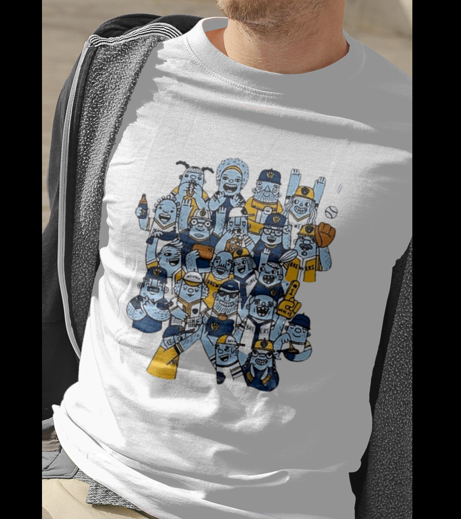 Milwaukee Brewers Fan Cartoon Characters Baseball Crowd T-Shirt