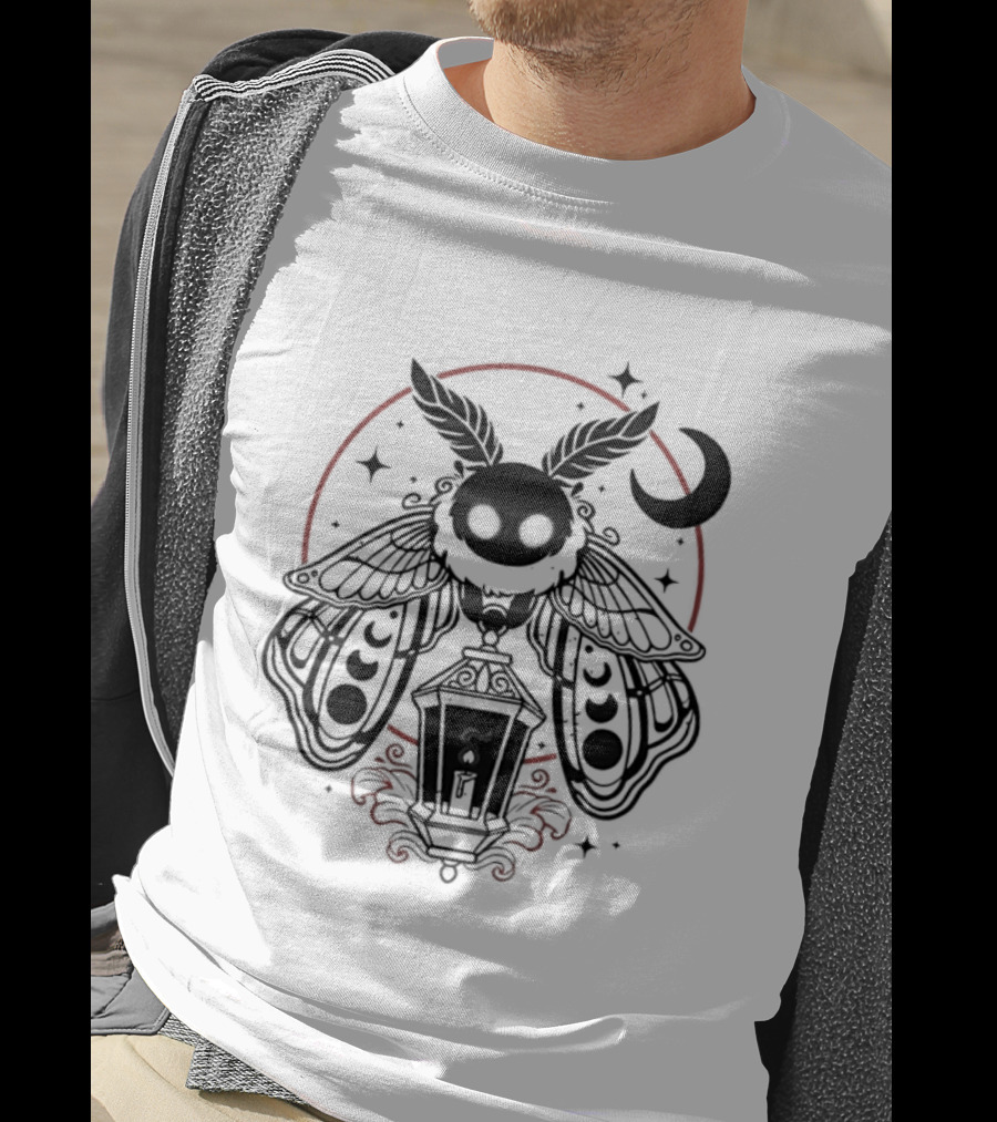 Moth Lantern Moon Occult Gothic Mystical Symbolism T-Shirt