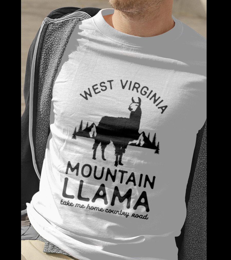 West Virginia Mountain Llama Take Me Home Country Road T-Shirt