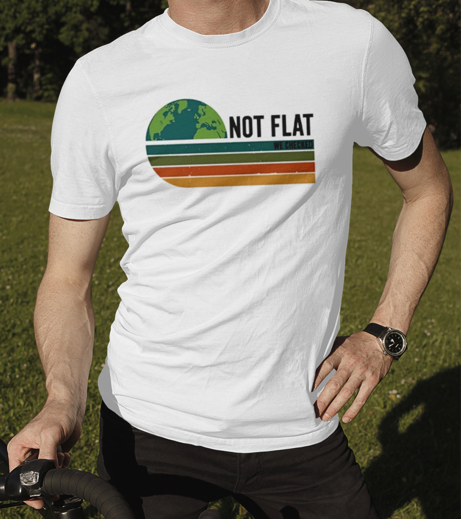 Not Flat We Checked Earth Globe Retro Stripes T-Shirt