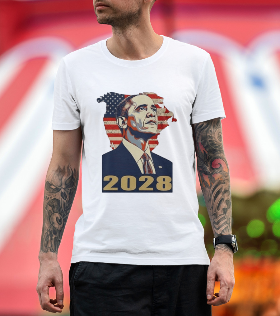 Obama 2028 With American Flag T-Shirt