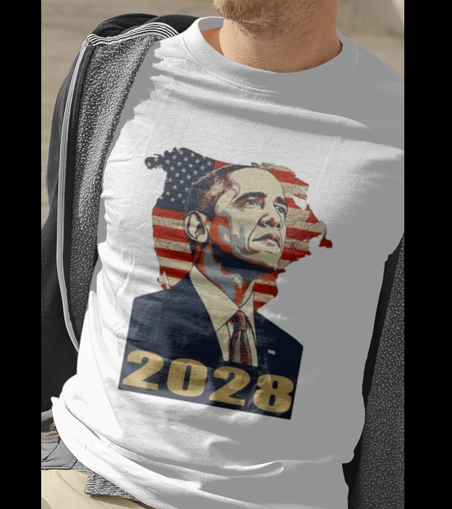 Obama 2028 With American Flag T-Shirt