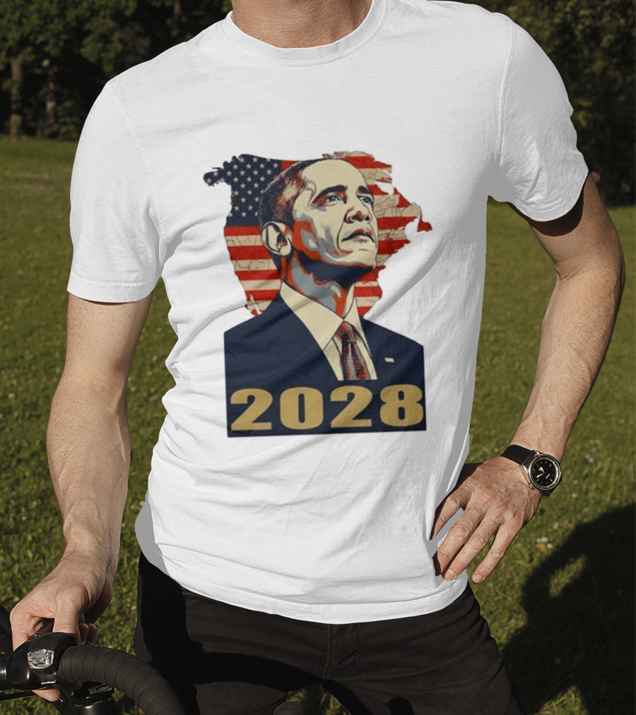 Obama 2028 With American Flag T-Shirt