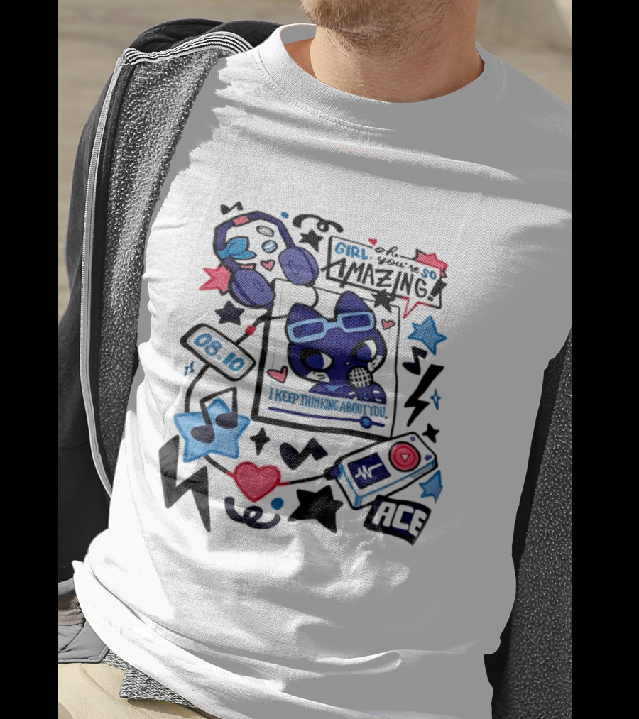 Oh Girl You're So Amazing Ace 0810 Music Style Retro Audio Visuals T-Shirt