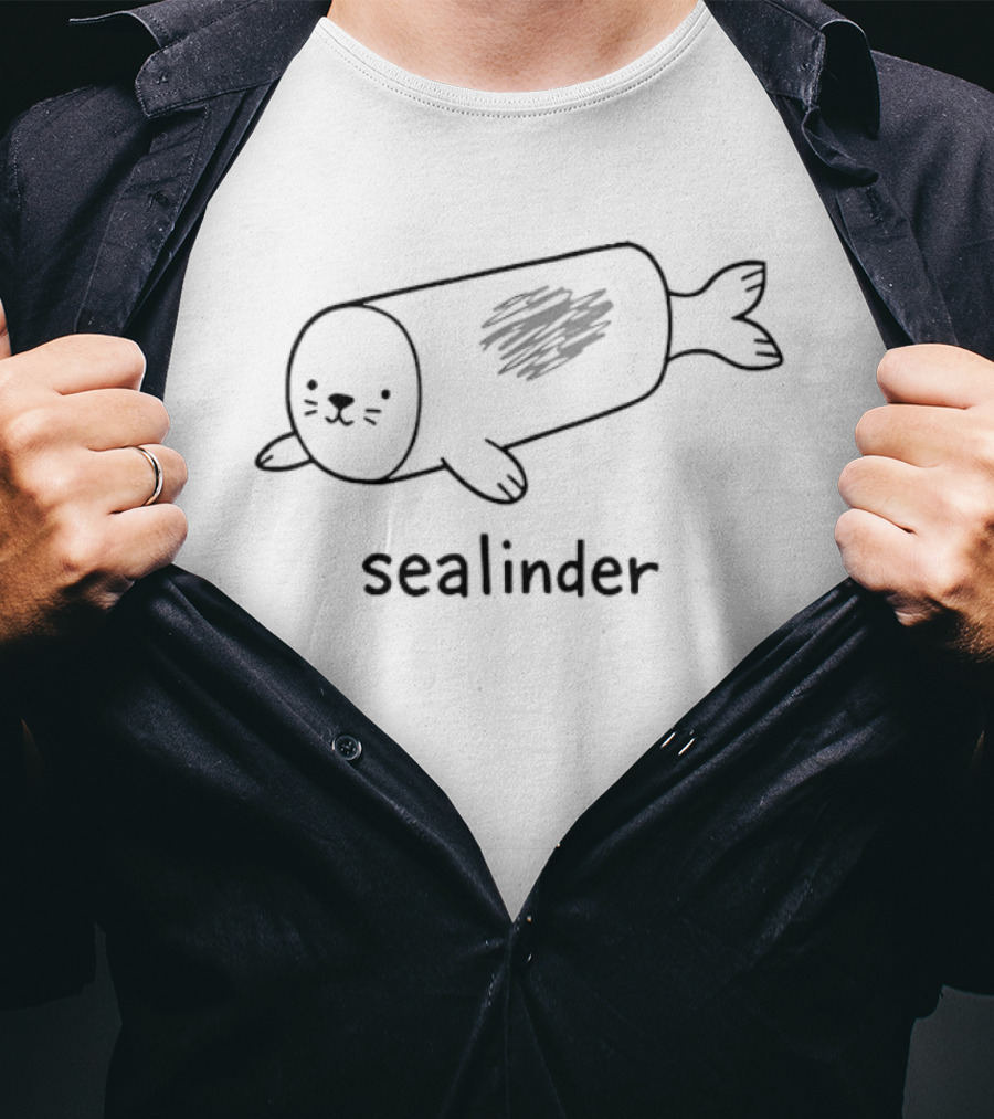 Sealinder Seal Cylinder Pun Animal Cute Drawing T-Shirt