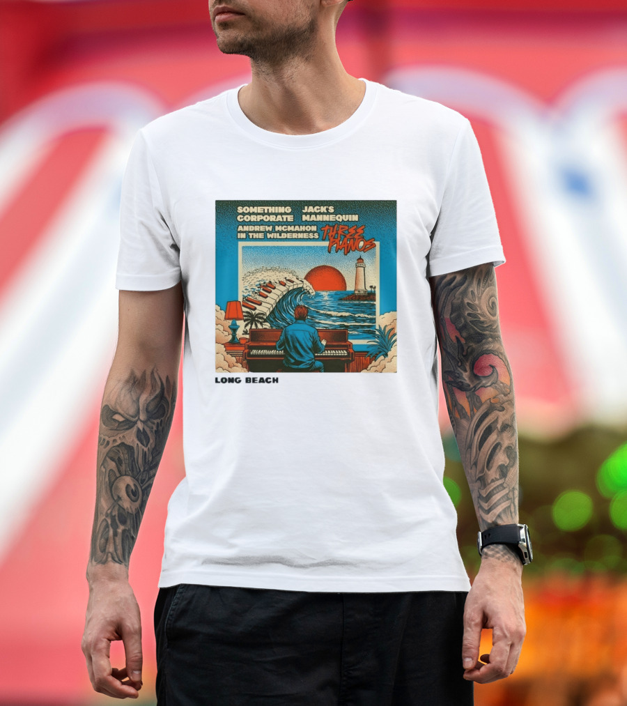 Andrew McMahon Three Pianos Long Beach Concert T-Shirt