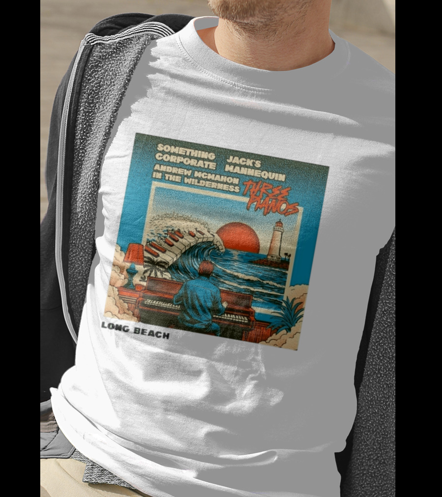 Andrew McMahon Three Pianos Long Beach Concert T-Shirt