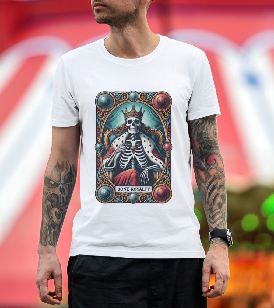 Bone Royalty Gothic Skeleton King Tarot T-Shirt
