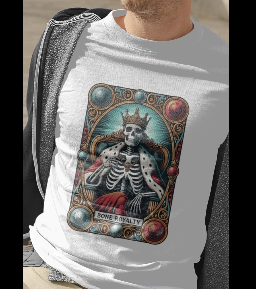 Bone Royalty Gothic Skeleton King Tarot T-Shirt